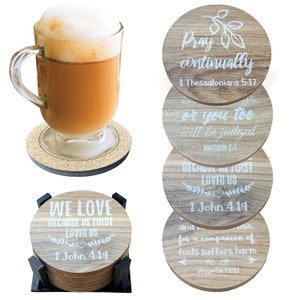 Absorbent coasters with holder,Ceramic coasters,Stone coasters, Engraved Coasters,New Home Gift,Housewarming Gift, Drink Coaster Bible Set