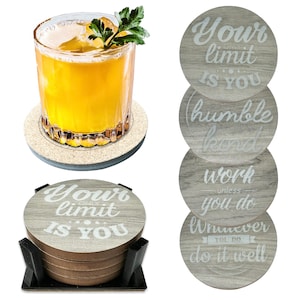 Absorbent coasters with holder,Ceramic coasters,Stone coasters, Engraved Coasters,New Home Gift,Housewarming Gift, Drink Coaster Set