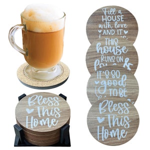 Absorbent coasters with holder,Ceramic coasters,Stone coasters,New Home Gift,Housewarming Gift, Drink Coaster Set,Rustic Brown