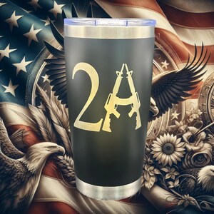 Second Amendment Tumbler Black 20 oz with straw 2a Patriotic Gift We the people travel mug Come and take it