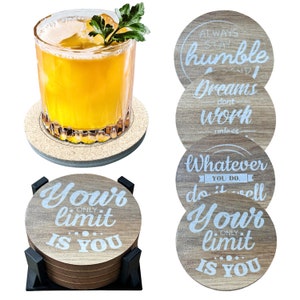 Absorbent coasters with holder,Ceramic coasters,Stone coasters,New Home Gift,Housewarming Gift, Drink Coaster Set, Rustic Brown