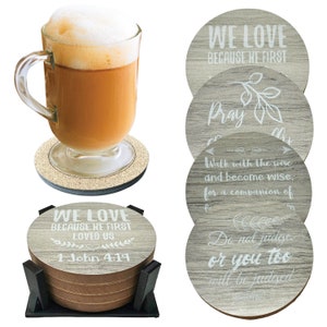 Absorbent coasters with holder,Ceramic coasters,Stone coasters, Engraved Coasters,New Home Gift,Housewarming Gift, Drink Coaster Bible Set