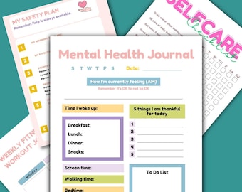 Mental Health Daily Tracker Journal: Anxiety, Mood, Fitness (PDF Printable)
