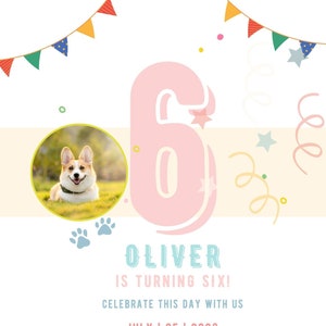 Dog Birthday Invitation Template Puppy Dog Invitatiton Birthday Template Canva Instant Download Template Dog BirthDay Party