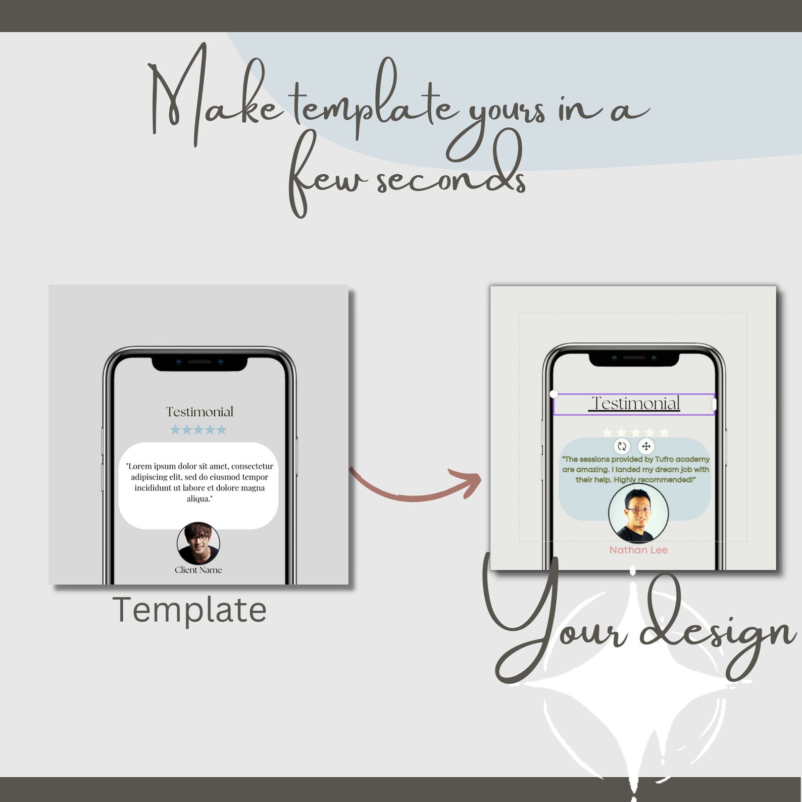 Client Testimonial Template Canva Instagram Post Neutral Colors Client ...