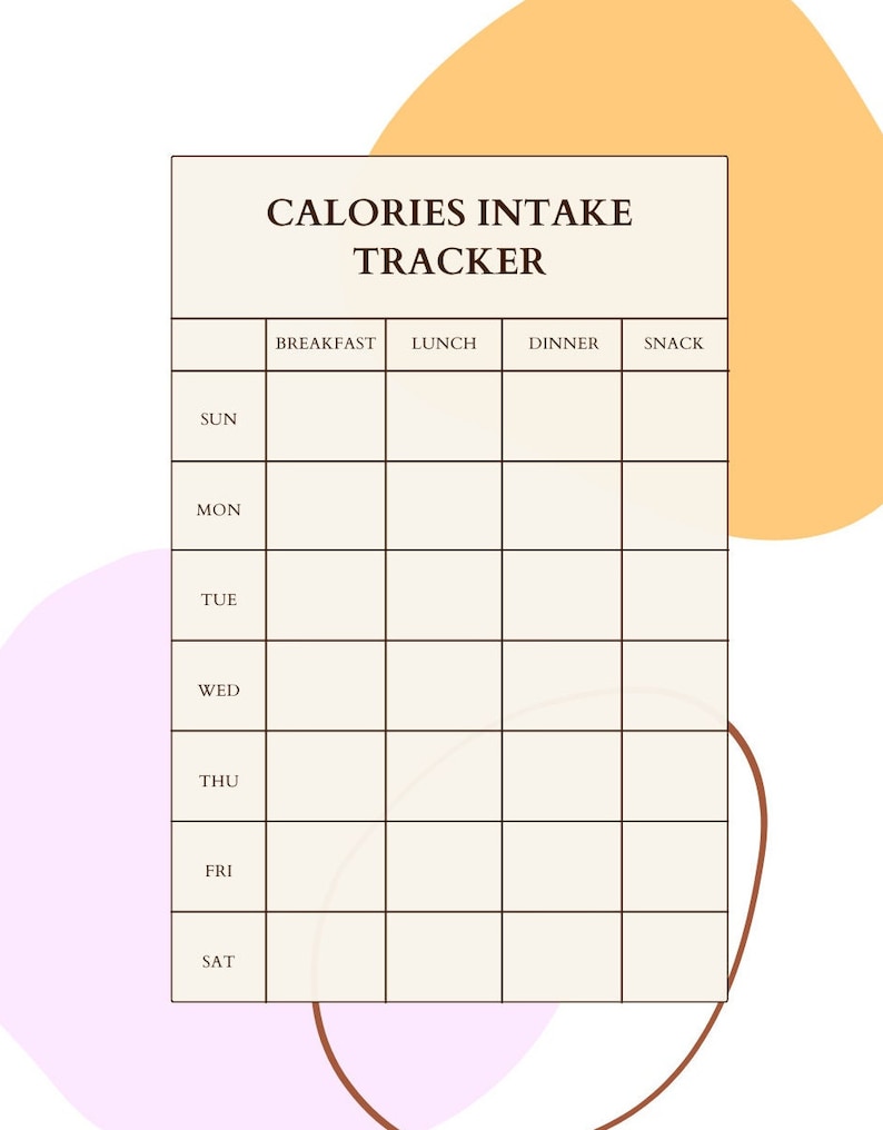 Calorie Tracker Printable Weekly Calorie Tracker Digital Instant
