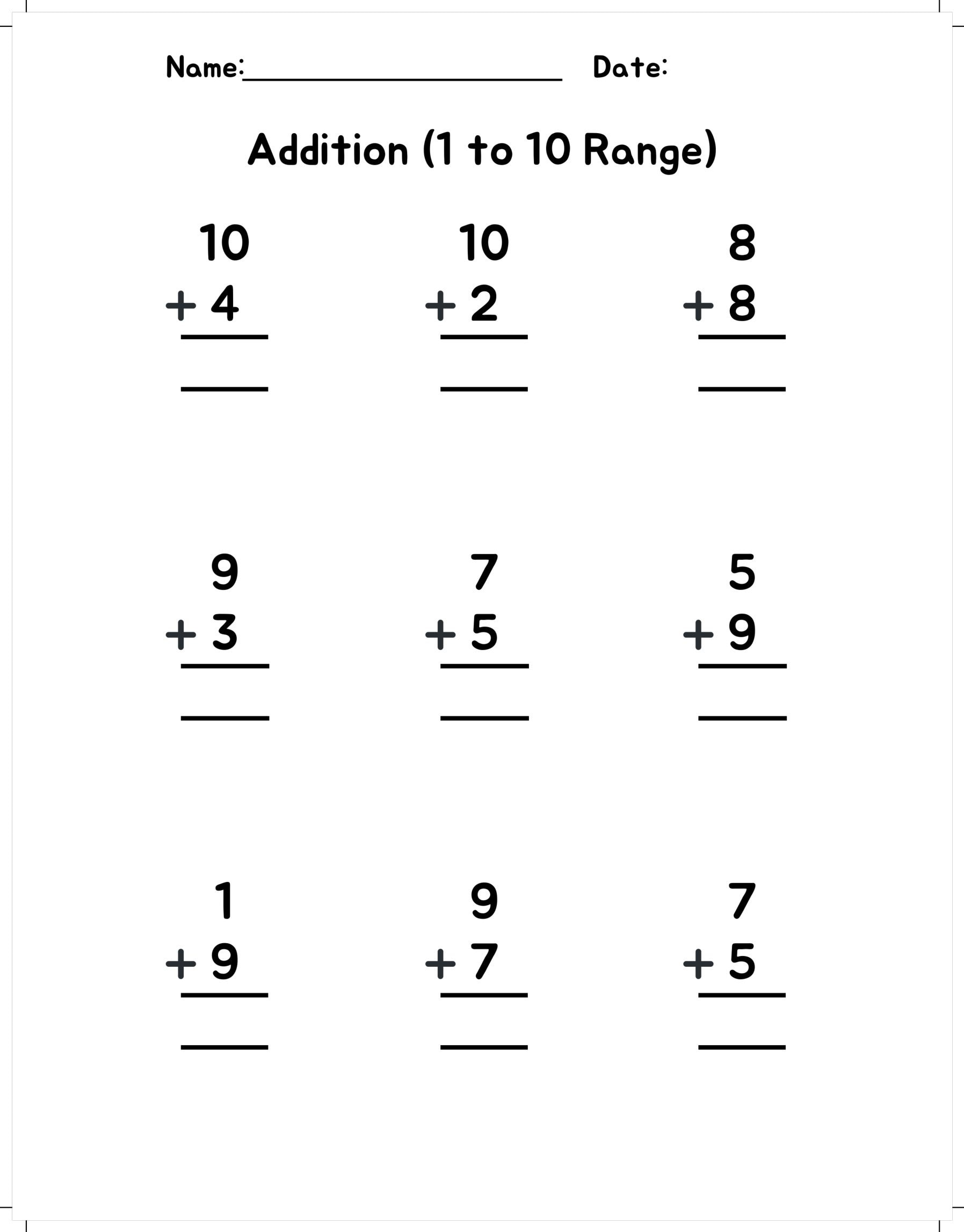 20 Math Worksheets Printable Addition Subtraction Kindergarten Math