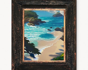 Seascape Painting, Beach Wall Art, Ocean View (Digital Download)