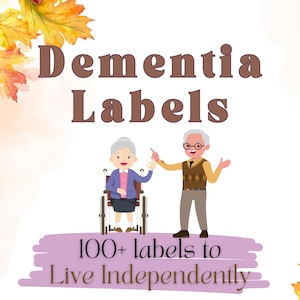 Etichette a caratteri grandi per la demenza, oltre 100 etichette per anziani con demenza, supporto visivo per schede di supporto per la perdita di memoria dell'Alzheimer