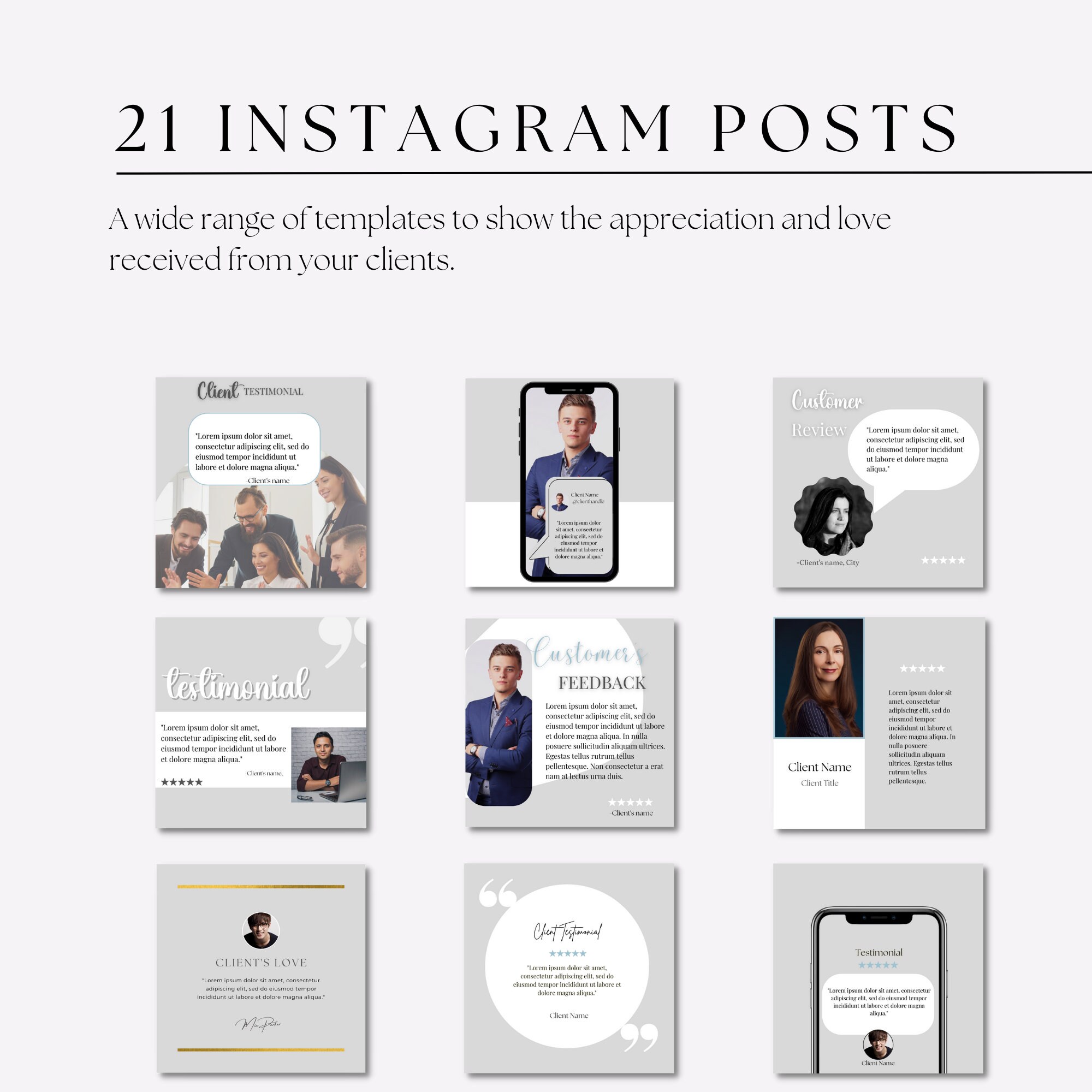 Client Testimonial Instagram Templates, Neutral Reviews (canva) - Etsy