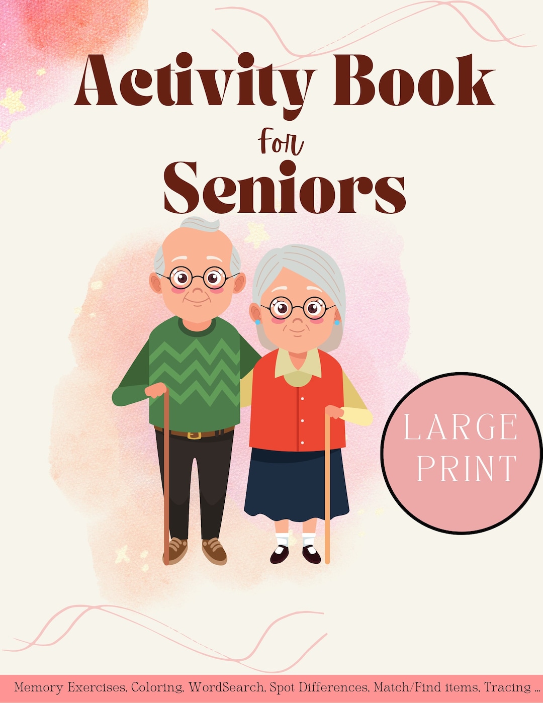 Large print 80 activity sheets for adults activity pages for seniors