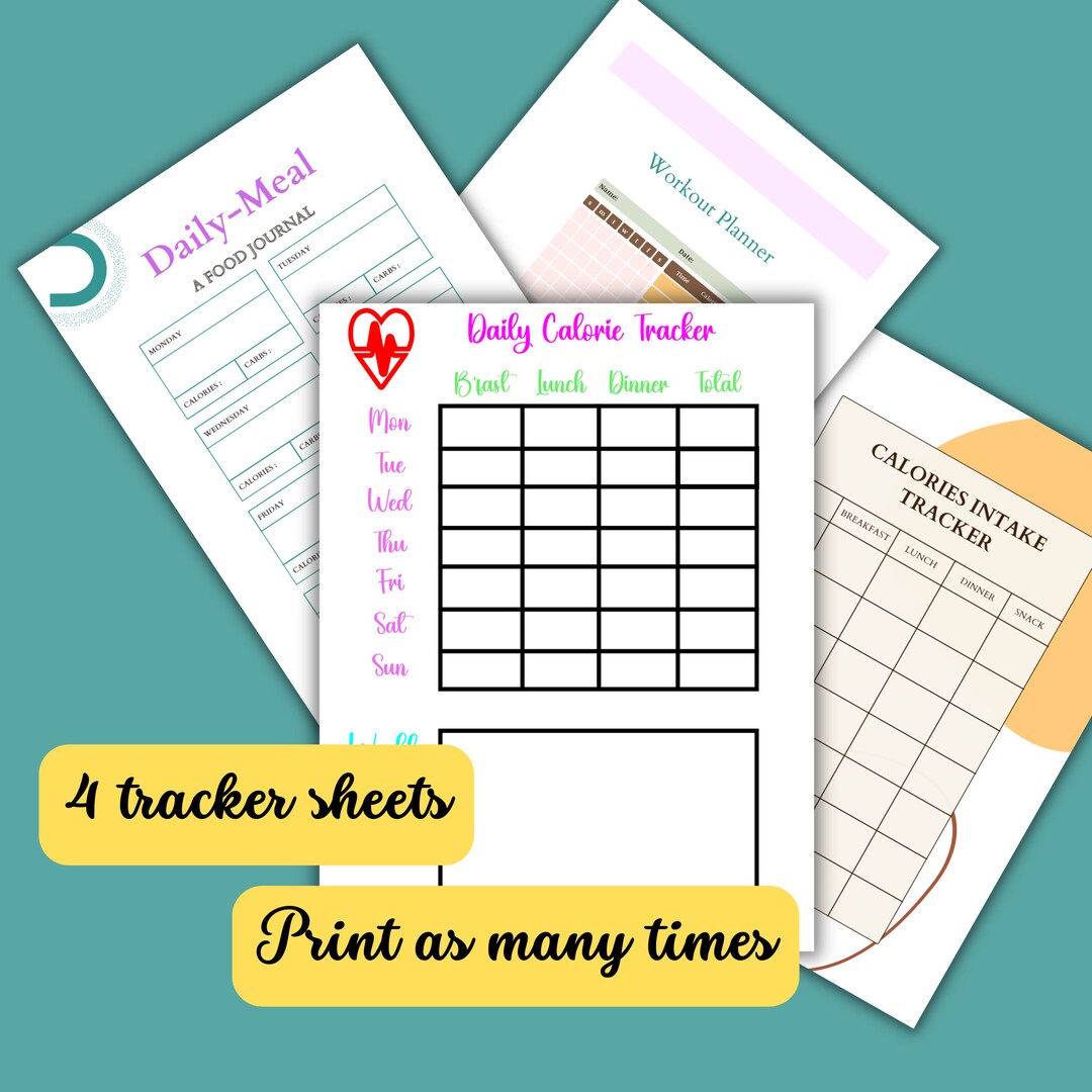 Calorie Tracker Printable Weekly Calorie Tracker Digital Instant