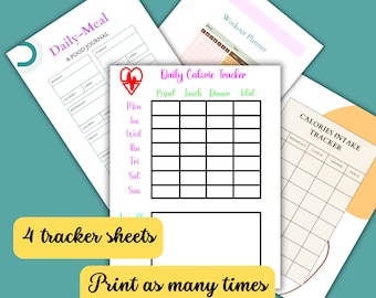 Weekly Calorie Tracker Printable: Meal & Workout Planner (Digital Download)