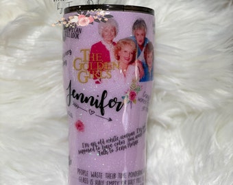 Purple Golden Girls Glitter Tumbler