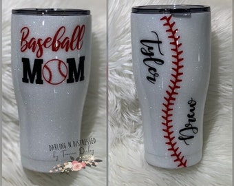 Baseball Mom Glitter Tumbler