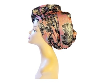 Nigerian, pink & black Turban cap