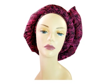 Nigerian Fushia pink& black turban cap