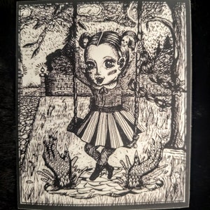 Goth girly stained glass effect sticker