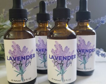 All-Natural Lavender Body Oil | Bath Oil | Massage Oil | Cuticle Oil | Vegan | Zero Waste | Glass Dropper Bottle