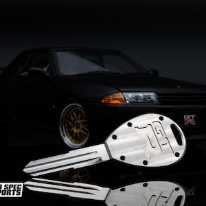 Skyline R32 / R33 GT-R Billet Titanium Key Blank Keychain - Machine Finish - tags; BNR32, BNR33, Keychain oem custom