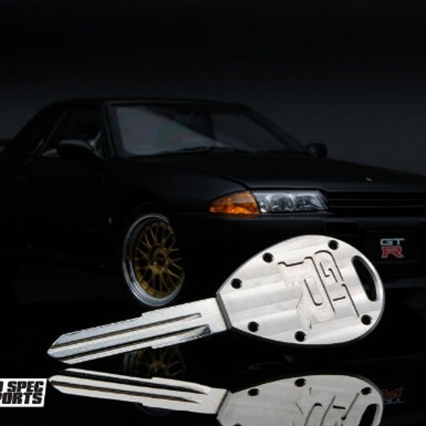 Skyline R32 / R33 GT-R Billet Titanium Key Blank Keychain - Machine Finish - tags; BNR32, BNR33, Keychain oem custom