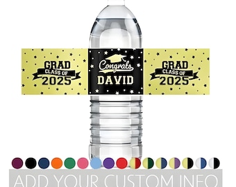 Personalized Graduation Water Bottle Labels – Waterproof Stickers for Graduation Party Decor