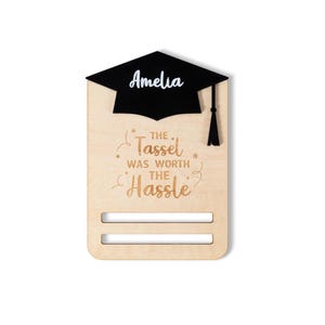 Portasoldi personalizzato per laurea - Scatola regalo in legno con cappello da laureato inciso personalizzato per contanti/carte con citazioni motivazionali - Ricordo di laurea