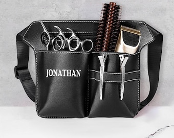 Custom Leather Hairdresser Scissor Bag: Barber Waist Tool Pouch