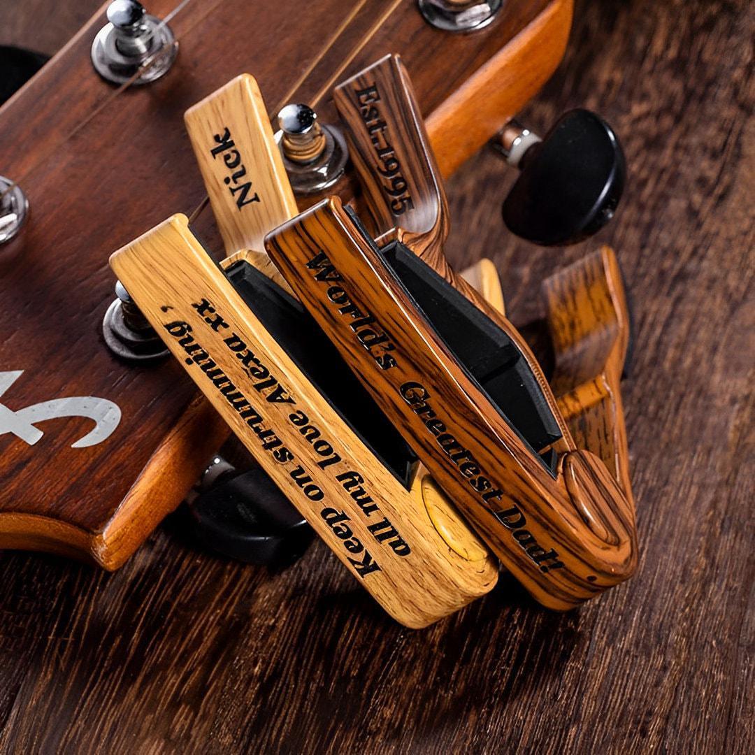 Personalized Wooden Guitar Capo: Custom Engraved Gift
