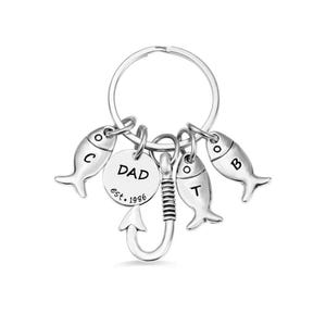 Personalisierter Angeln Schlüsselanhänger - Edelstahl Geschenk für Papa oder Opa. Fischer Charme & Bedeutungsvolles Familien Andenken.