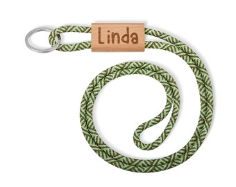 Cordão com nome personalizado em 8 cores, chaveiro de madeira, corda de nylon, acessório de bolsa, presente para funcionários/professores, presente de volta às aulas/dia dos professores