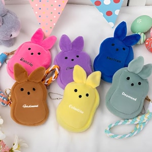 Gepersonaliseerde naam paashaas portemonnee, veelkleurige cartoon konijntje portemonnee, sleutelhanger portemonnee, paasmandje, cadeaus voor kind/kleinkind/dochter