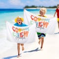 Personalized Multicolor Cousin Crew Quick Dry Beach Towel with Name, Camping/Vacation/Summer Holiday Gift for Cousin/Family
