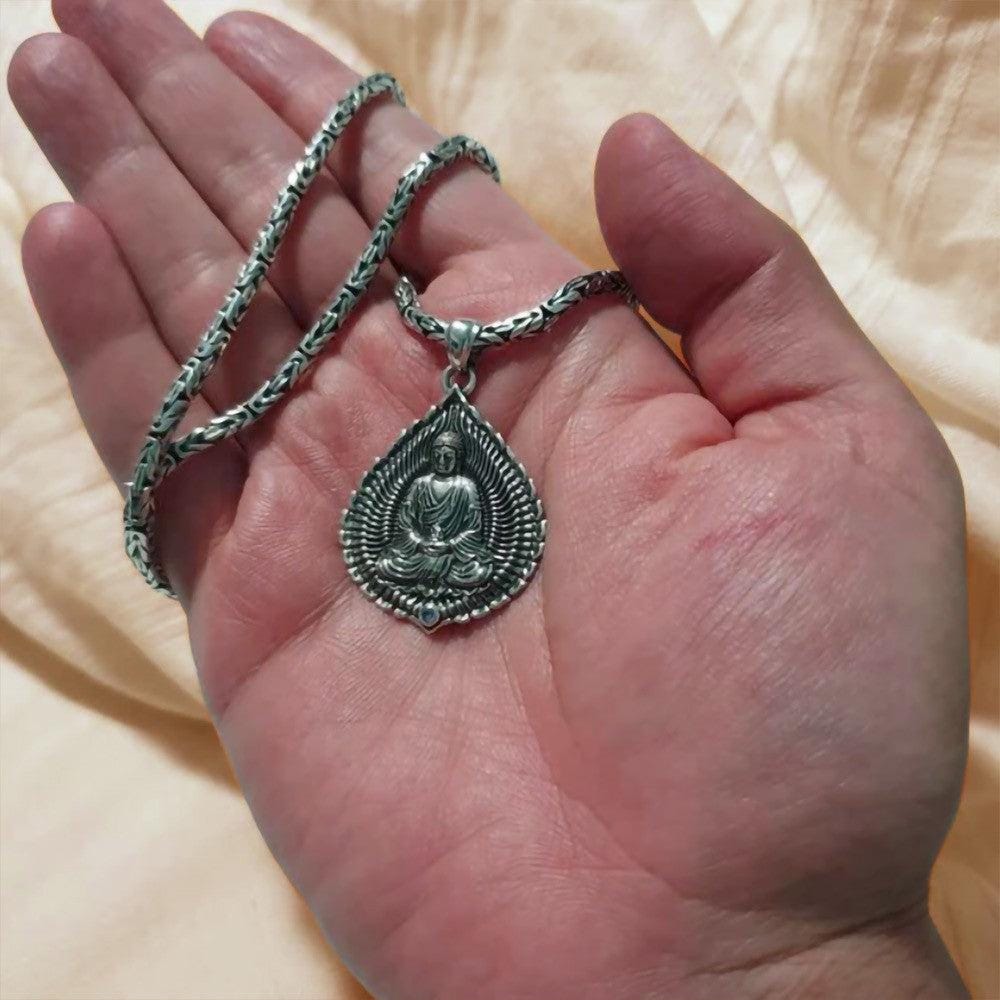 Collana con ciondolo a forma di fiore di loto in argento sterling 925 – .buddhastoneshop