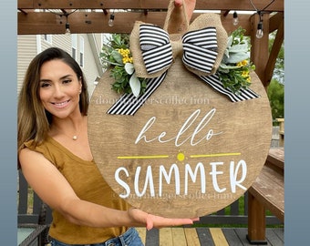 Hello Summer Door Hanger | Door Hanger | Summer Decor | Wooden Wreath