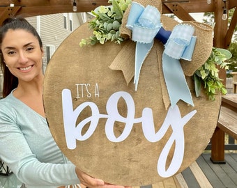 It’s A Boy | Door Hanger | Baby Shower Gift | welcoming Sign | Front Door Decor