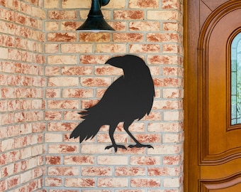 Metal Crow Decor for Halloween | Raven Halloween Decor | Porch Decor Halloween | Sophisticated Halloween Decor | Class Halloween Decor