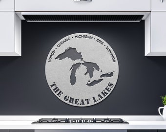 Great Lakes Metal Art | Great Lakes Art | Great Lakes Map | Michigan Wall Art | Michigan Art | Unsalted Great Lakes | Lakes Michigan Art