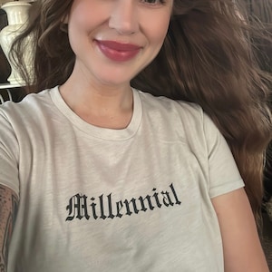 Millennial Flowy Crop Top Shirt | Millennial Shirt | Millennial Gift | Proud Millennial | Y2k Aesthetic
