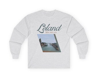 Leland Michigan Long Sleeve Tee | Leland MI | Leland Michigan | Leland | Leland Blue | Michigan Souvenirs | Cute Michigan | Michigan Tshirt