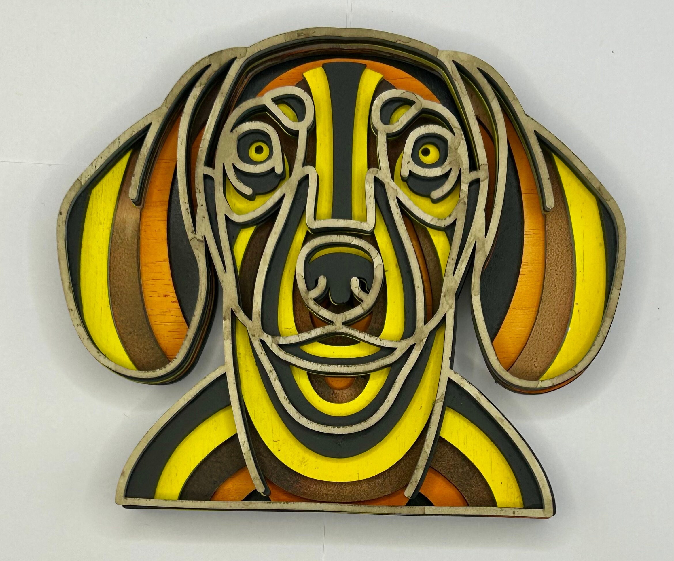 Custom Dachshund Layered Wood Dog Wall Art, Made to Order Pet Portrait Hanging, Weiner Dog Wall