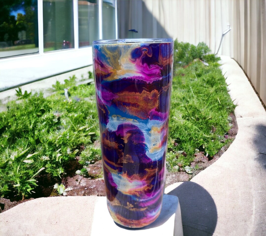 Unique Custom Epoxy Tumbler Alcohol Ink Glitter Tumbler Etsy