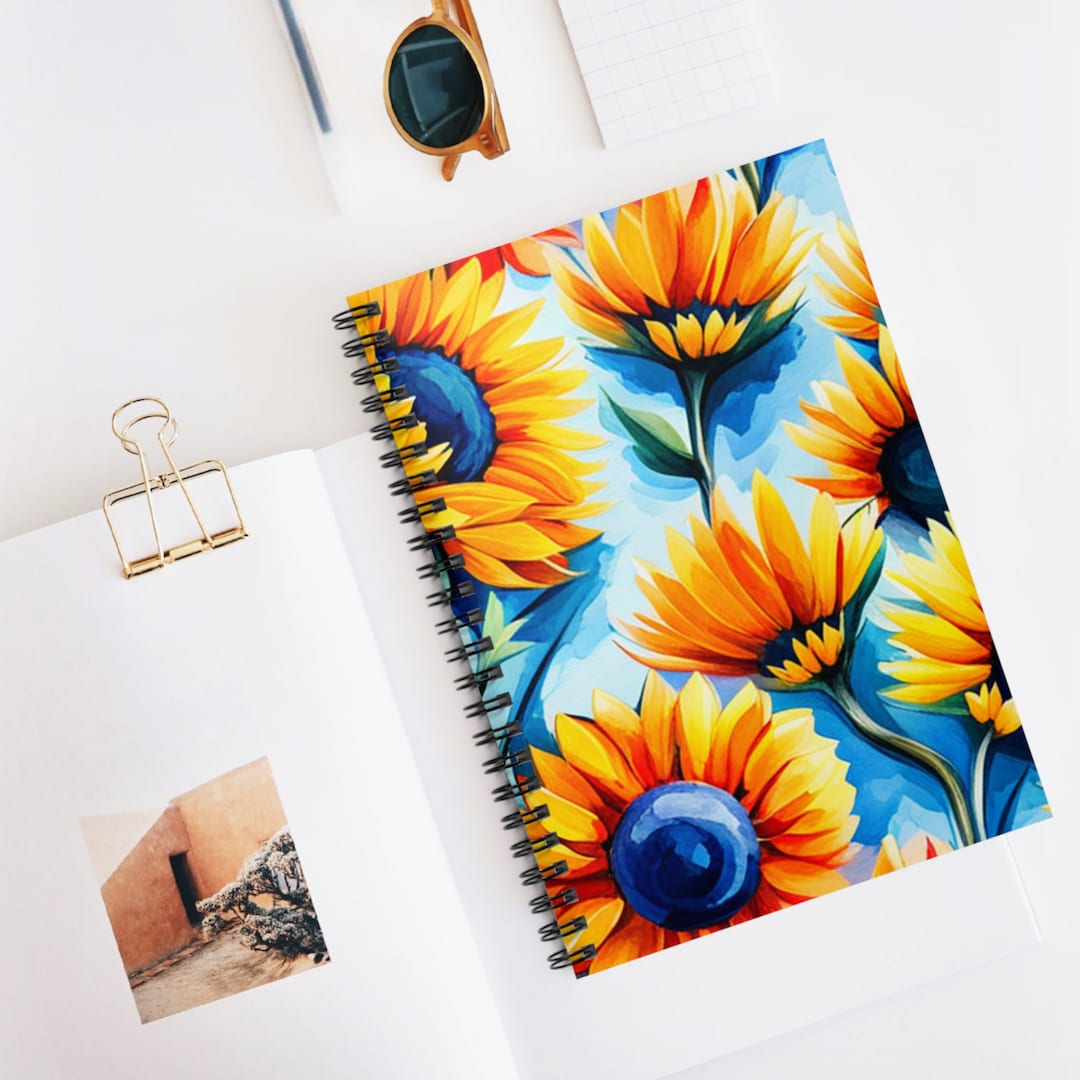 Sunflower Watercolor Spiral Notebook - Ruled Line Daily Journal, Gift ...