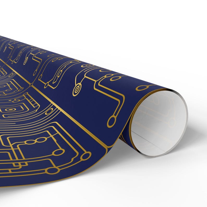 Wrapping Paper Electrical Engineer Wrapping Paper Blue Circuit Gift, Matte Glossy Trendy Geek ...