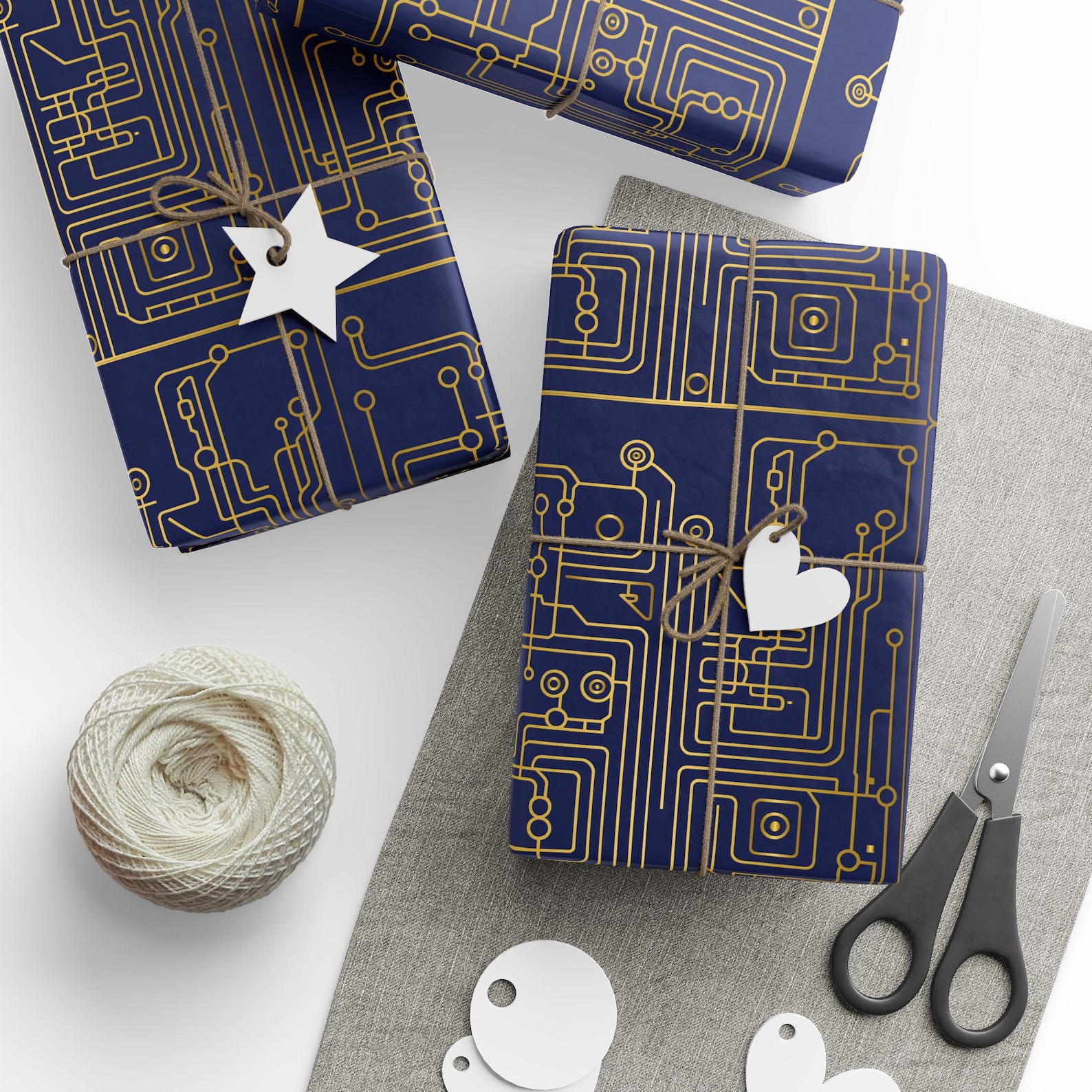 Wrapping Paper Electrical Engineer Wrapping Paper Blue Circuit Gift, Matte Glossy Trendy Geek ...