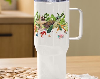 Travel mug with a handle