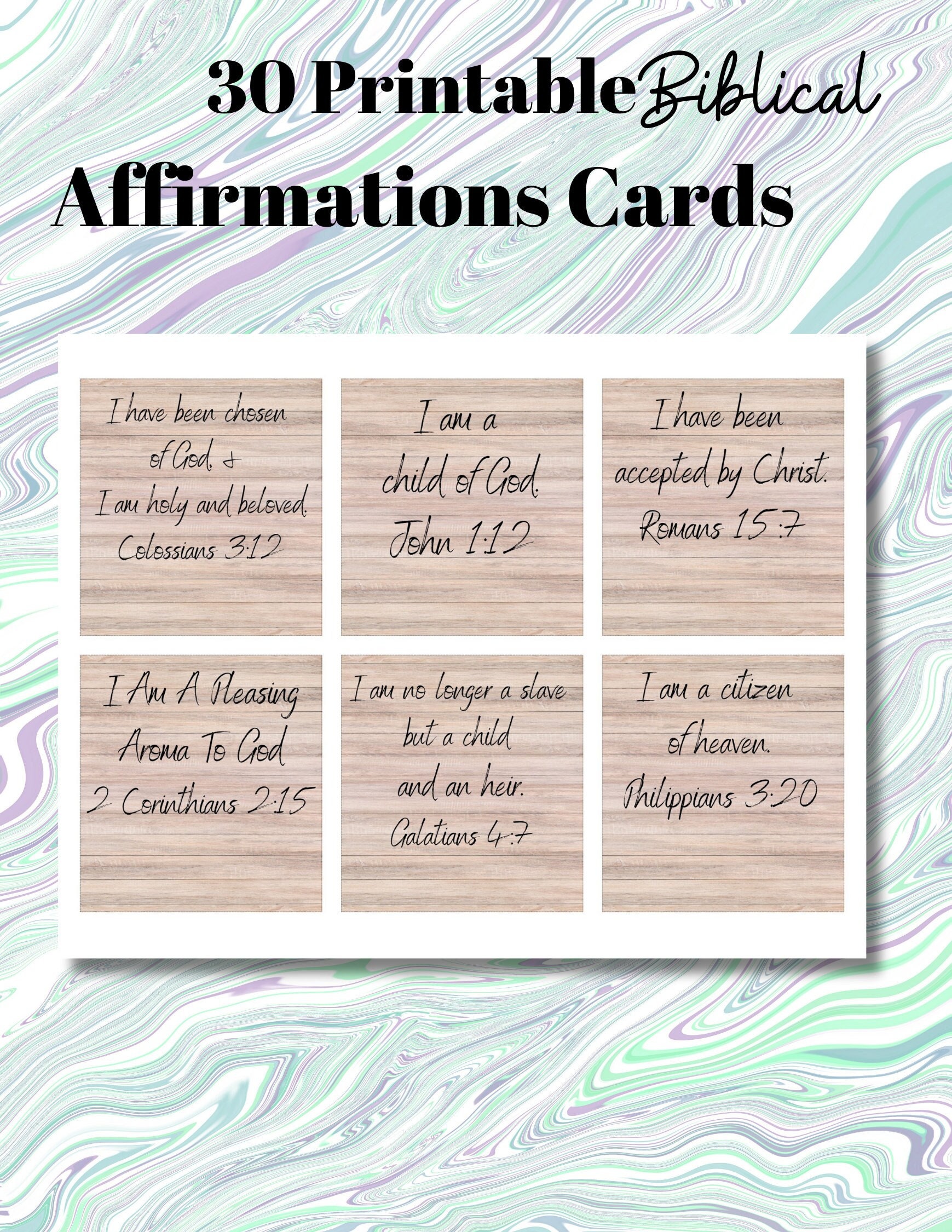 30 Printable Biblical Affirmation Cards INSTANT DOWNLOAD - Etsy