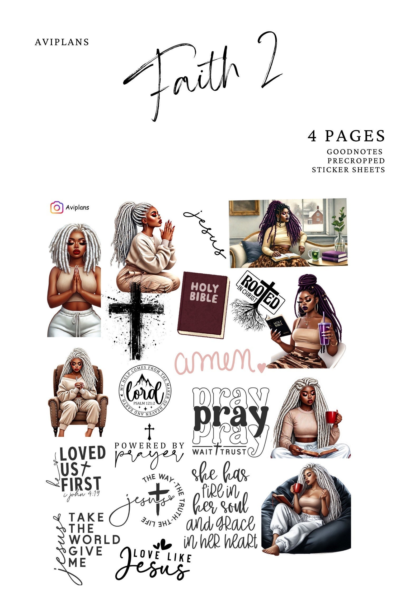 Christian Faith Goodnotes Stickers: African American Religious Planner ...