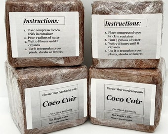 COCO COIR & FIBER - 70/30 Mix - Steam Sterilized - 4 Bricks - Seed Starting, Indoor/Outdoor Container Gardening, Houseplants