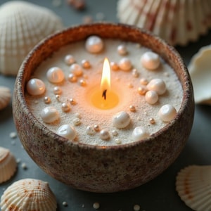 Sand Wax Candle Sand Home Decor Centerpiece Vegan Pearled Wax Self-extinguishing Wax Sand Candle with Cotton Wick Housewarming Gift for Her